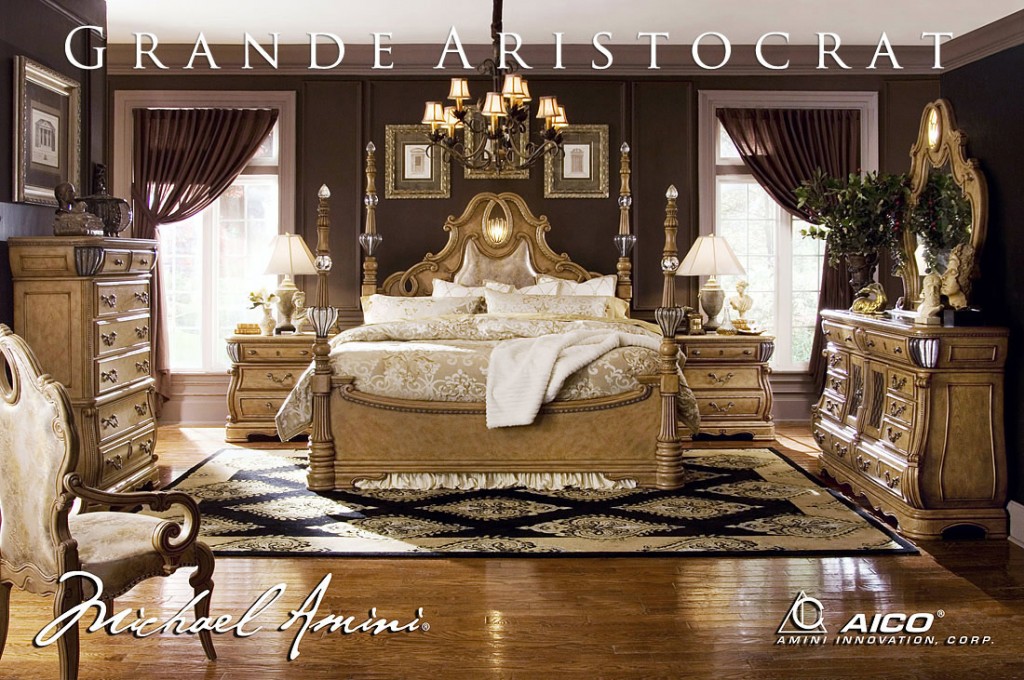 Grande Aristocrat Mansion Panel Bed with Posts by Aico